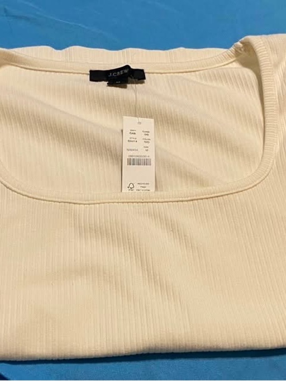 J. Crew Ivory Ribbed Square-Neck Crew Sweater - Picture 4 of 6